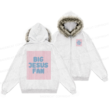 Baddiecat Big Jesus Fan Faux-fur–trimmed Hood Fleece Jacket