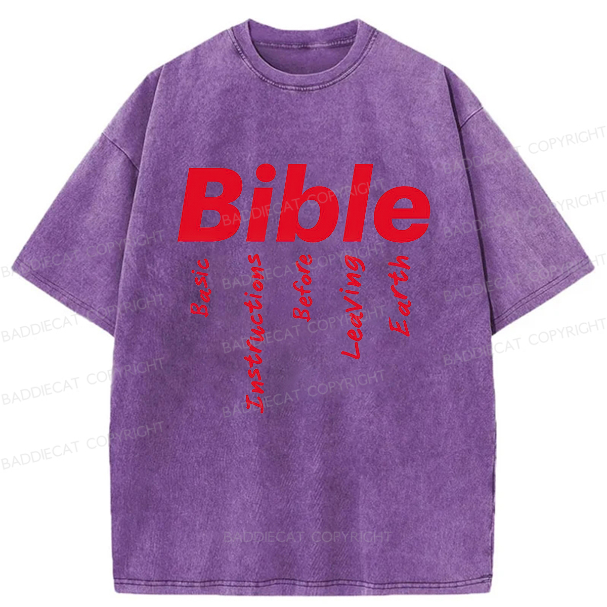 Baddiecat Bible Basic Instructions Before Leaving Earth Washed T-shirt