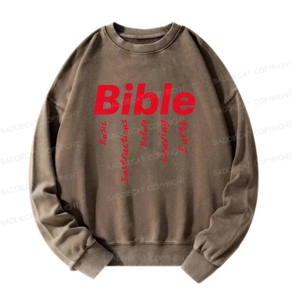 Baddiecat Bible Basic Instructions Before Leaving Earth Washed Sweatshirt