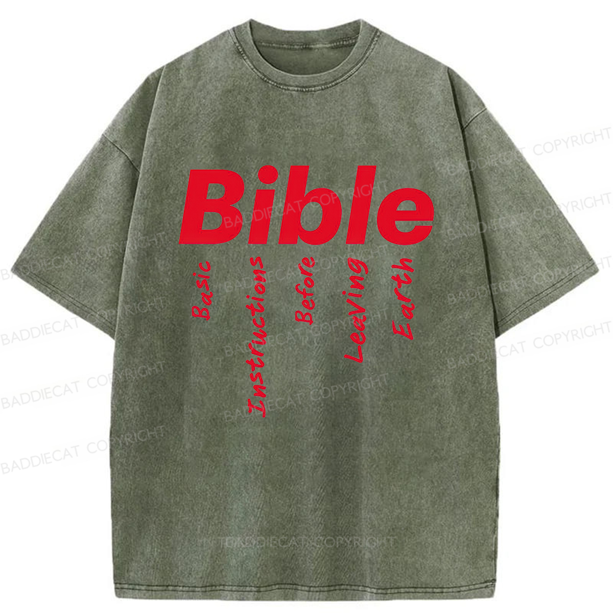 Baddiecat Bible Basic Instructions Before Leaving Earth Washed T-shirt