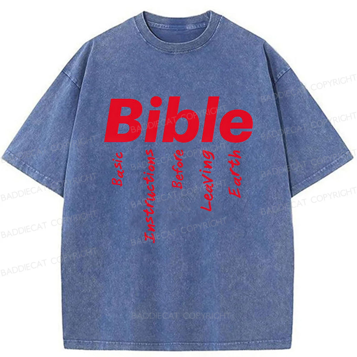 Baddiecat Bible Basic Instructions Before Leaving Earth Washed T-shirt