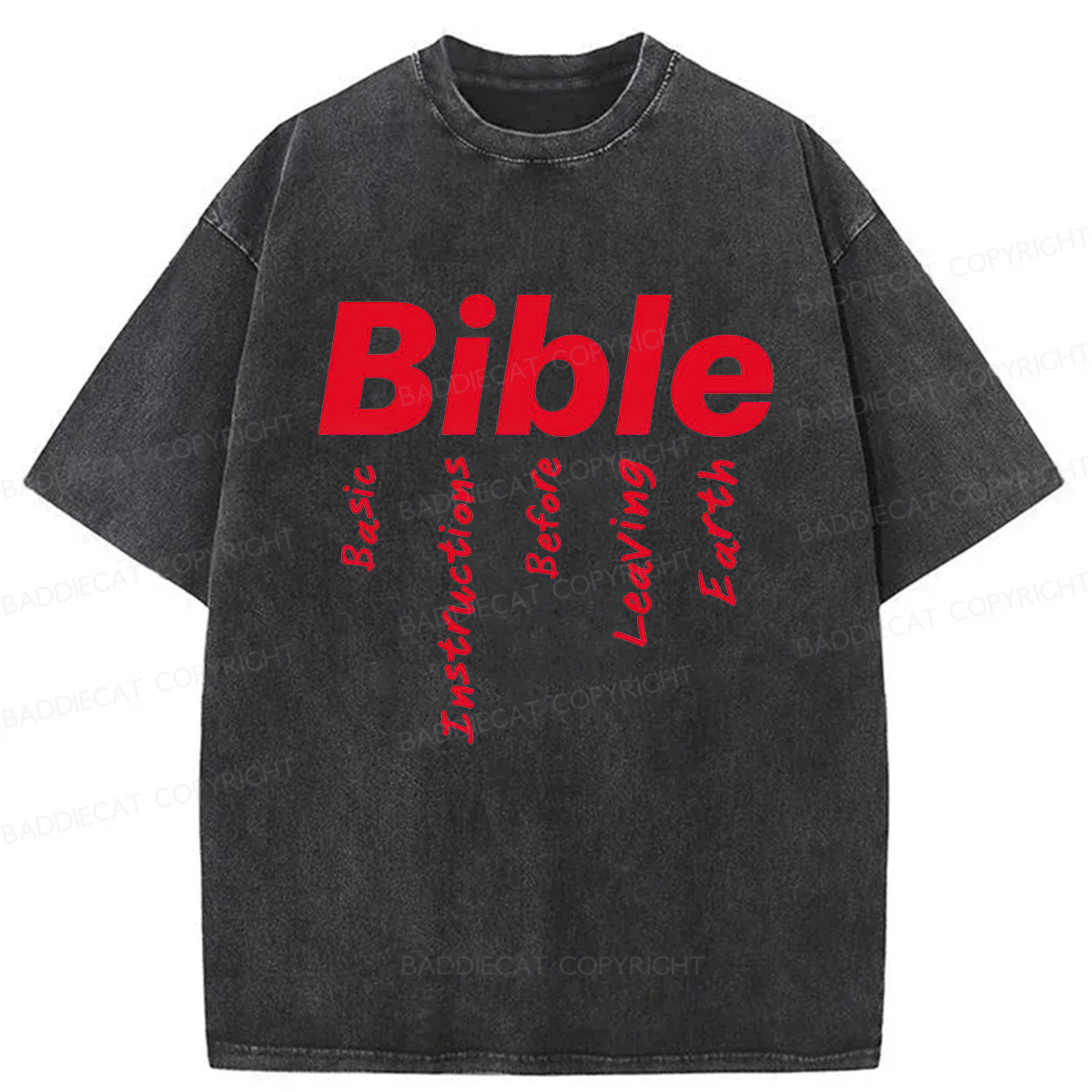 Baddiecat Bible Basic Instructions Before Leaving Earth Washed T-shirt