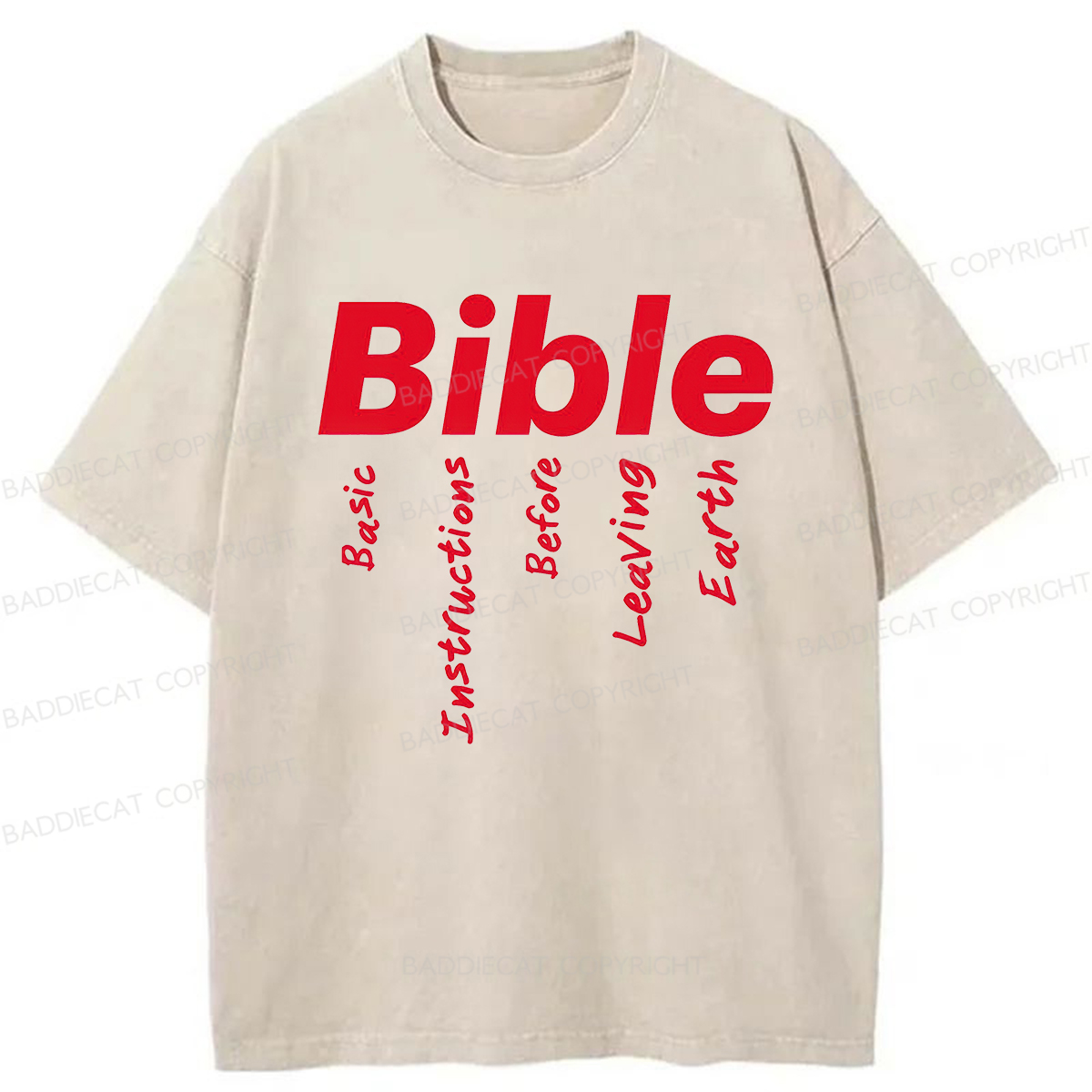 Baddiecat Bible Basic Instructions Before Leaving Earth Washed T-shirt