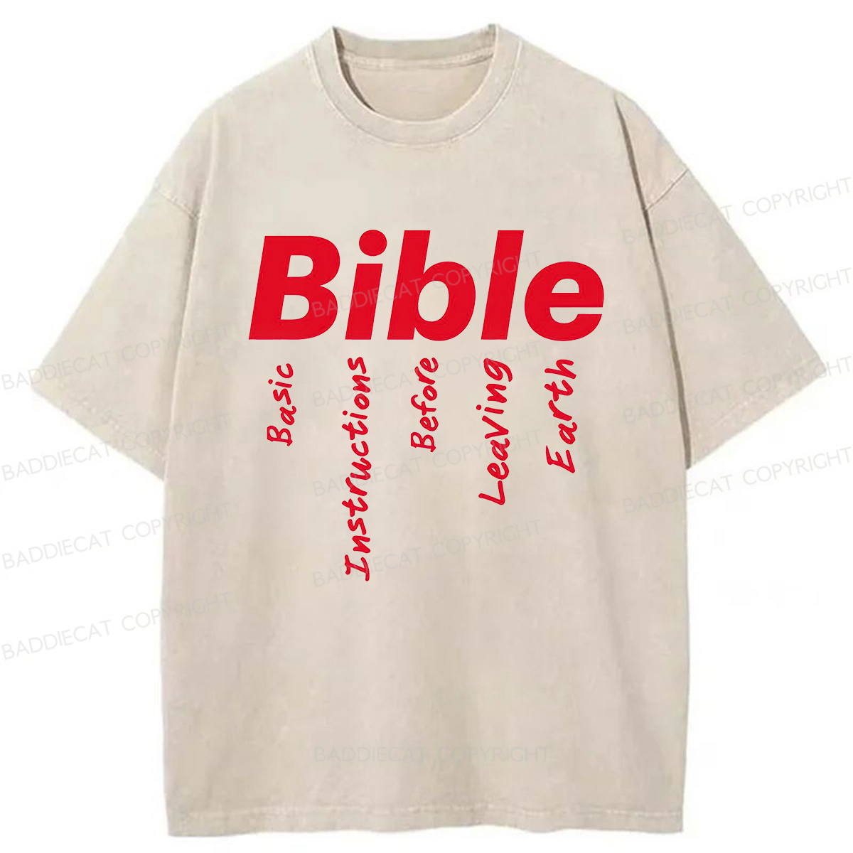 Baddiecat Bible Basic Instructions Before Leaving Earth Washed T-shirt