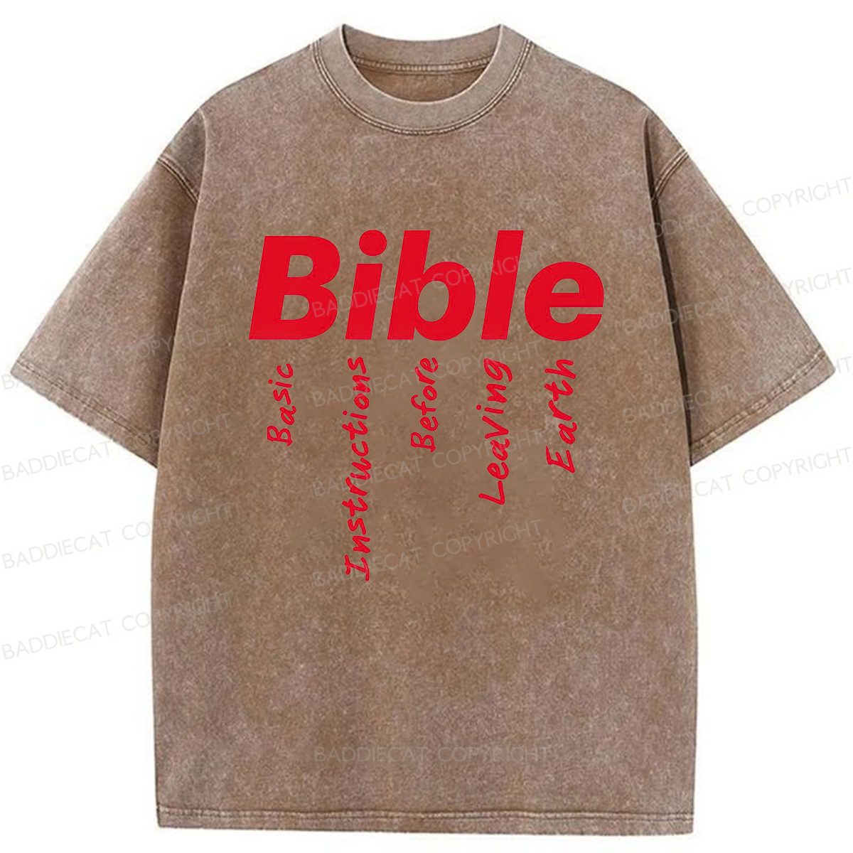 Baddiecat Bible Basic Instructions Before Leaving Earth Washed T-shirt
