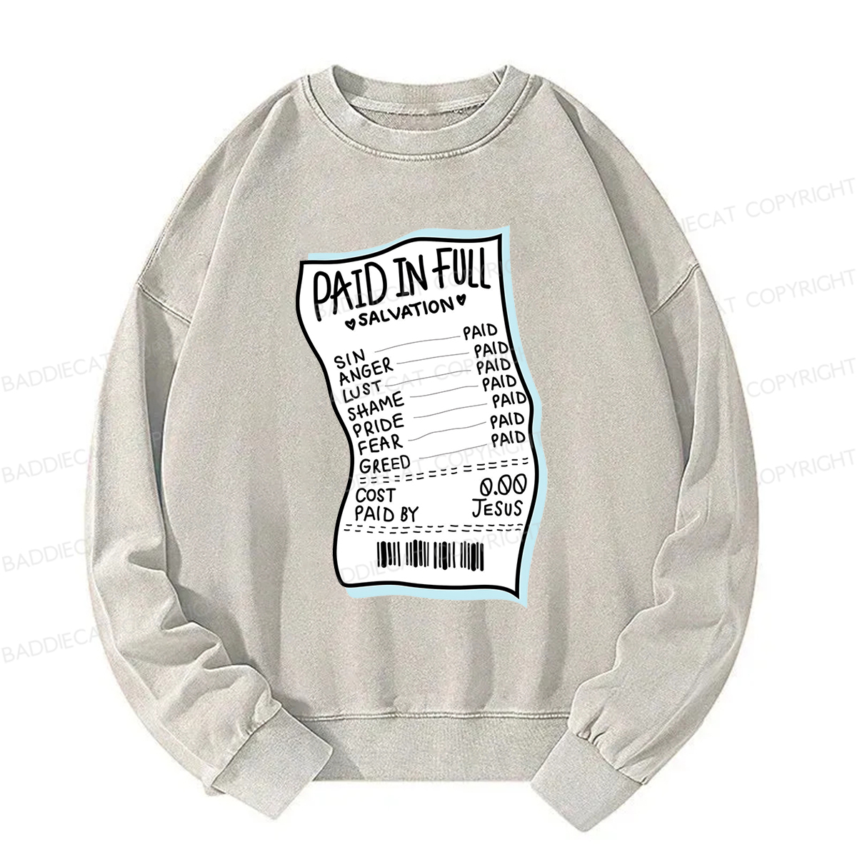 Baddiecat Paid In Full Salvation Washed Sweatshirt
