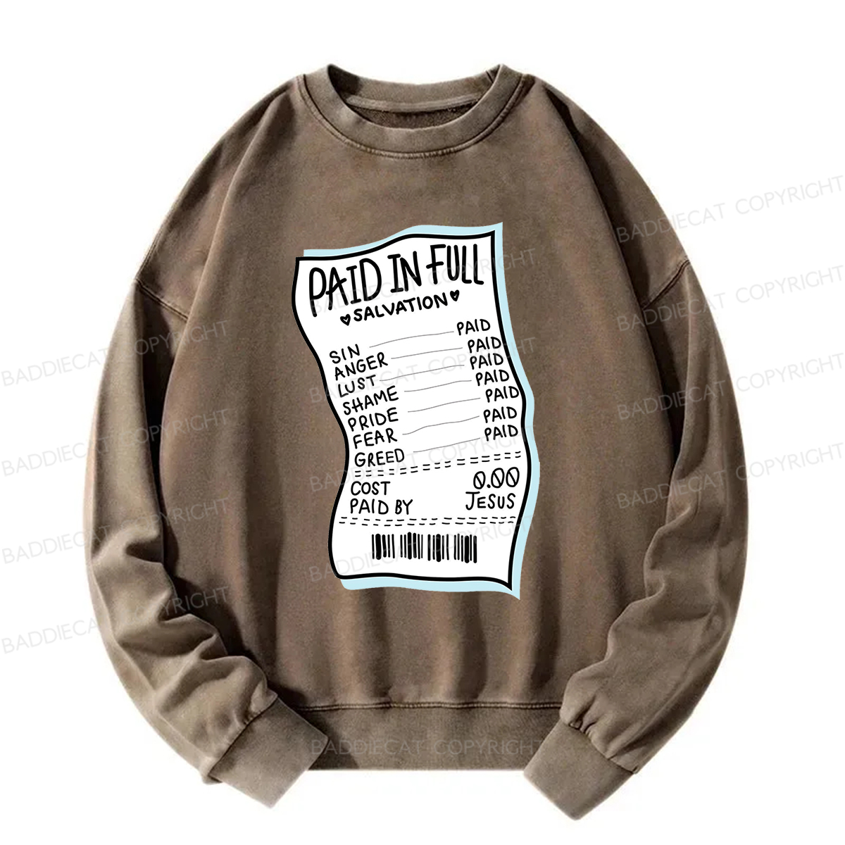 Baddiecat Paid In Full Salvation Washed Sweatshirt