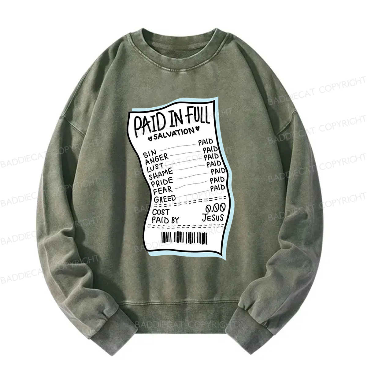 Baddiecat Paid In Full Salvation Washed Sweatshirt
