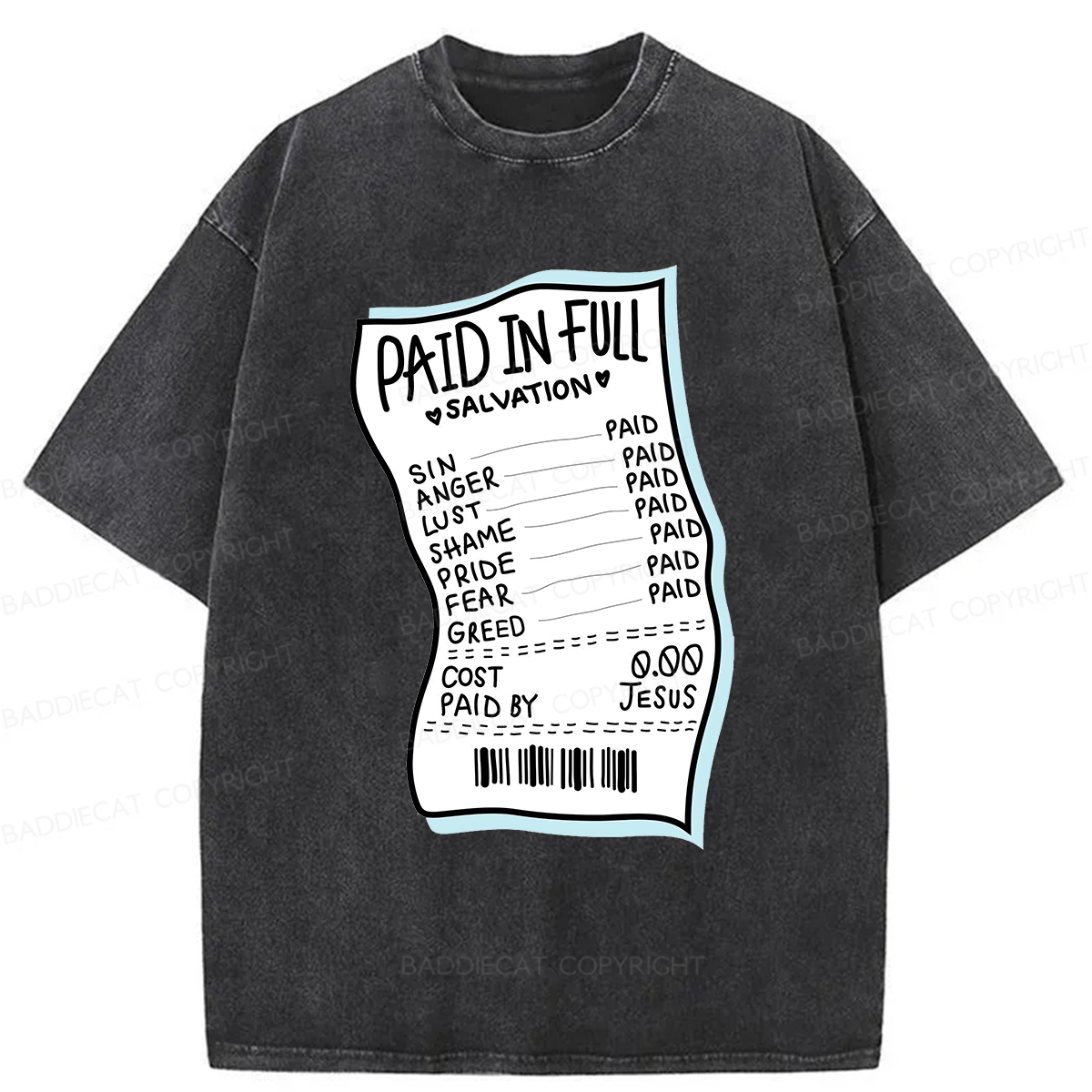 Baddiecat Paid In Full Salvation Washed T-shirt