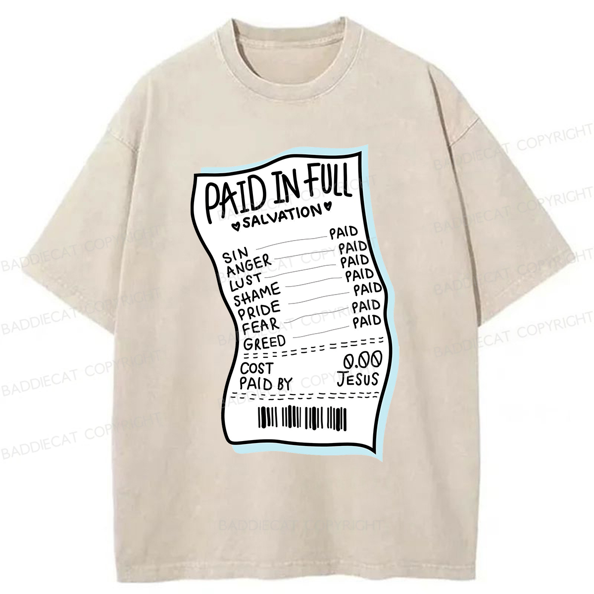Baddiecat Paid In Full Salvation Washed T-shirt