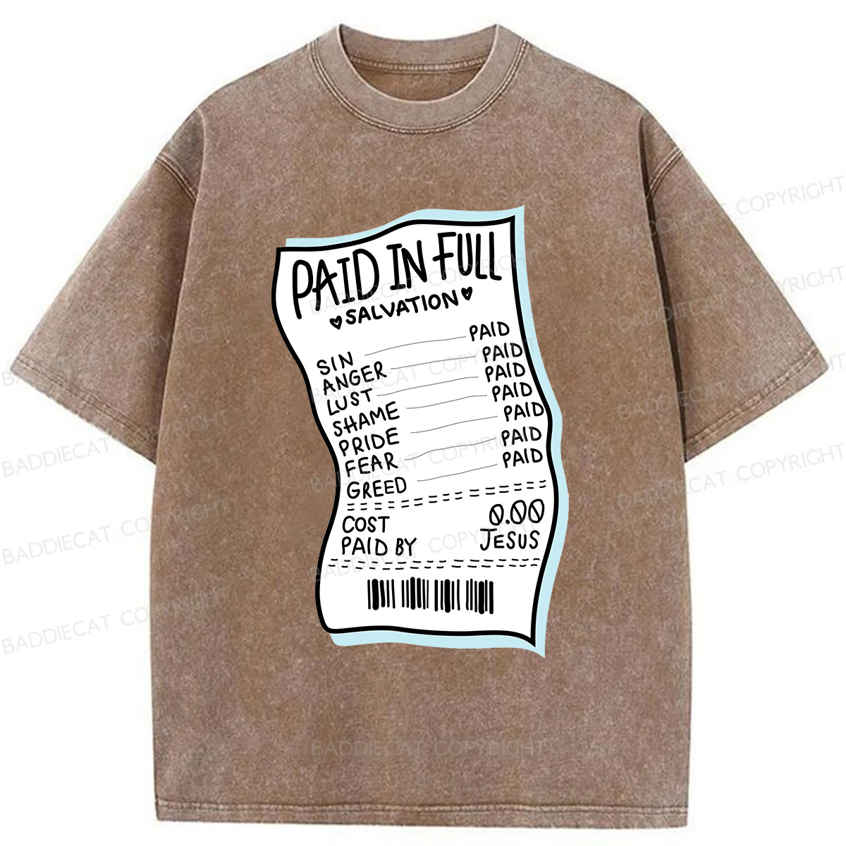Baddiecat Paid In Full Salvation Washed T-shirt