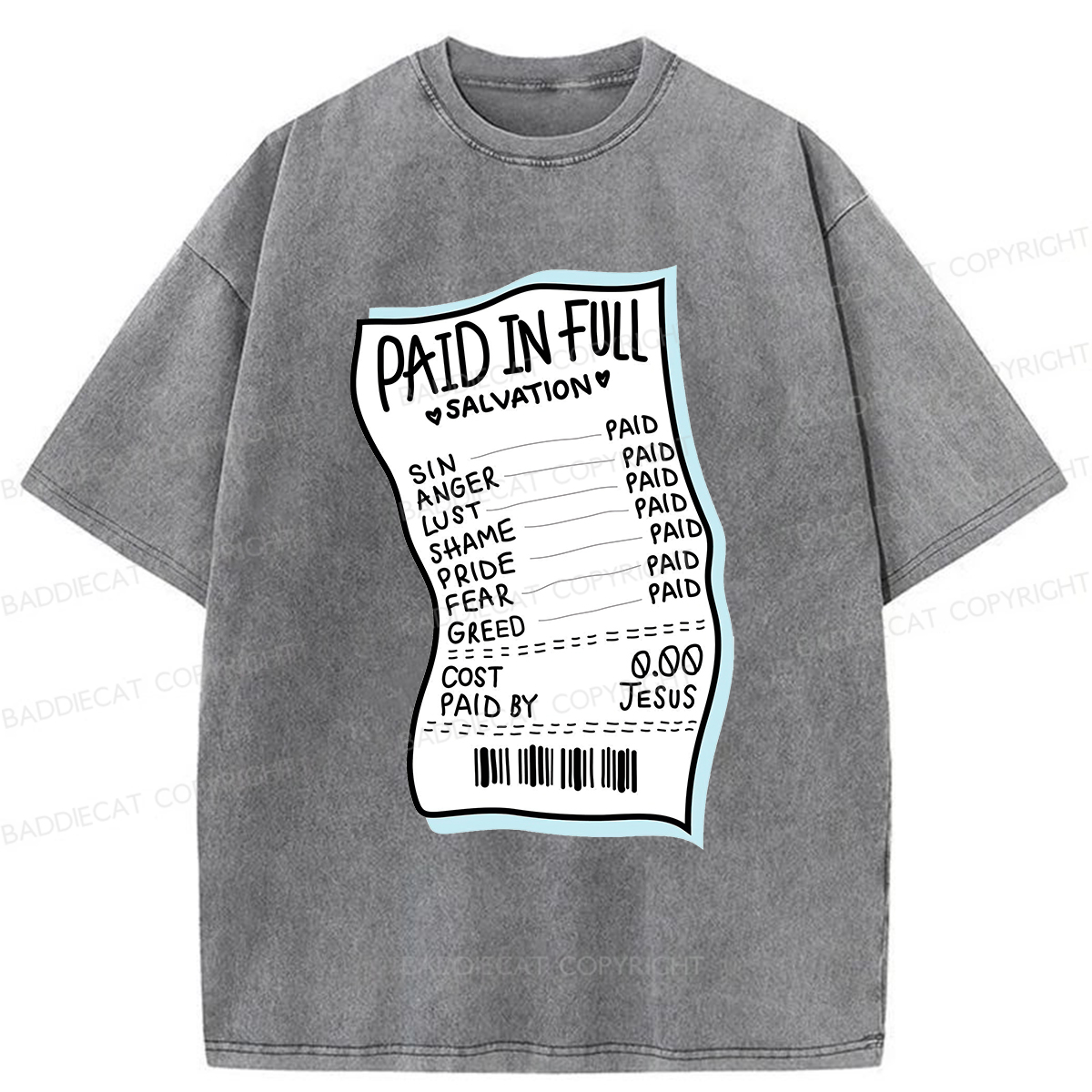 Baddiecat Paid In Full Salvation Washed T-shirt