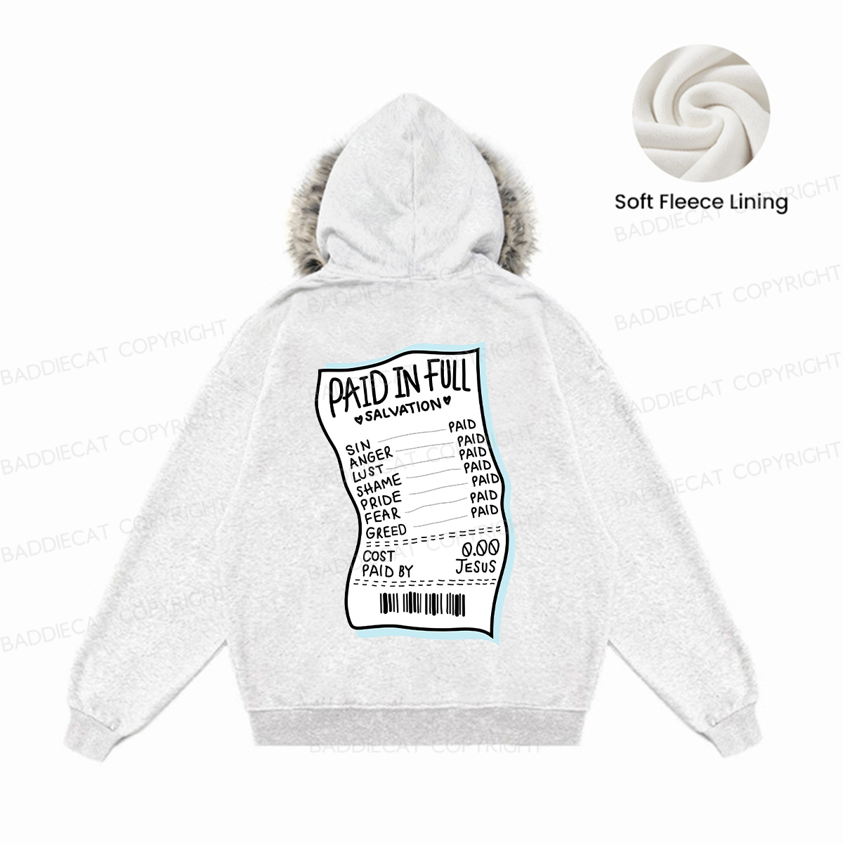 Baddiecat Paid In Full Salvation Faux-fur–trimmed Hood Fleece Jacket