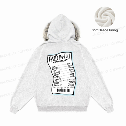 Baddiecat Paid In Full Salvation Faux-fur–trimmed Hood Fleece Jacket