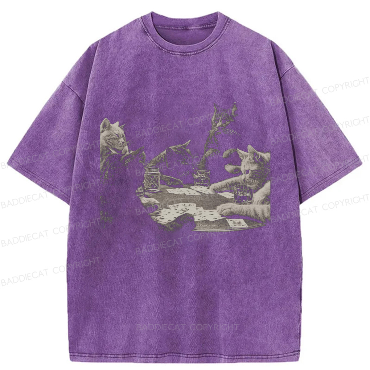 Baddiecat Funny Cat Washed T-shirt