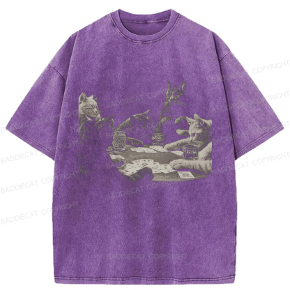 Baddiecat Funny Cat Washed T-shirt