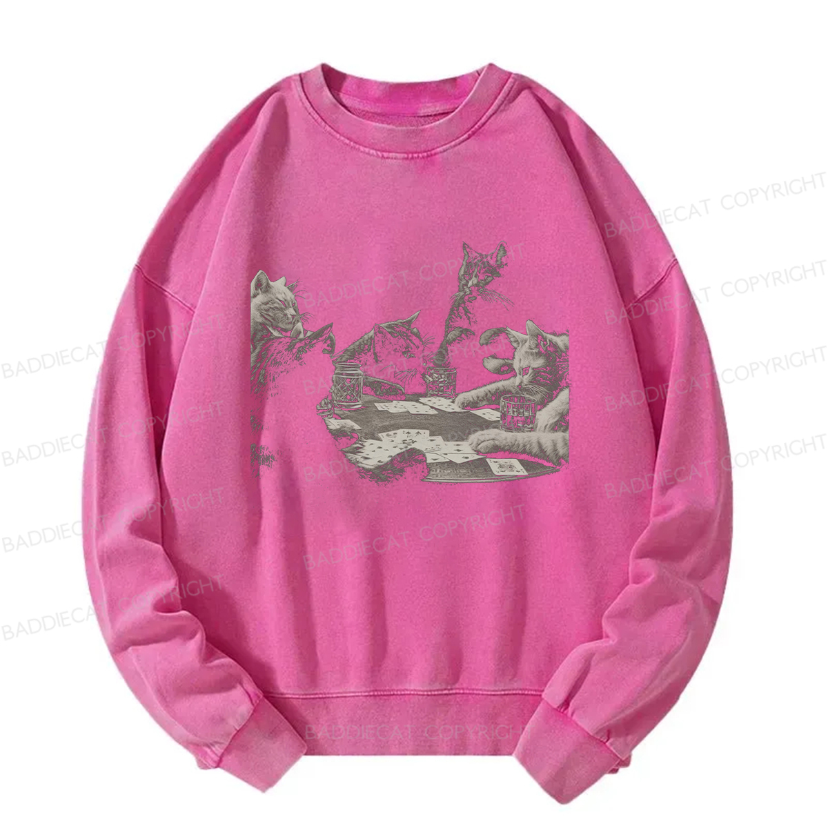 Baddiecat Funny Cat Washed Sweatshirt