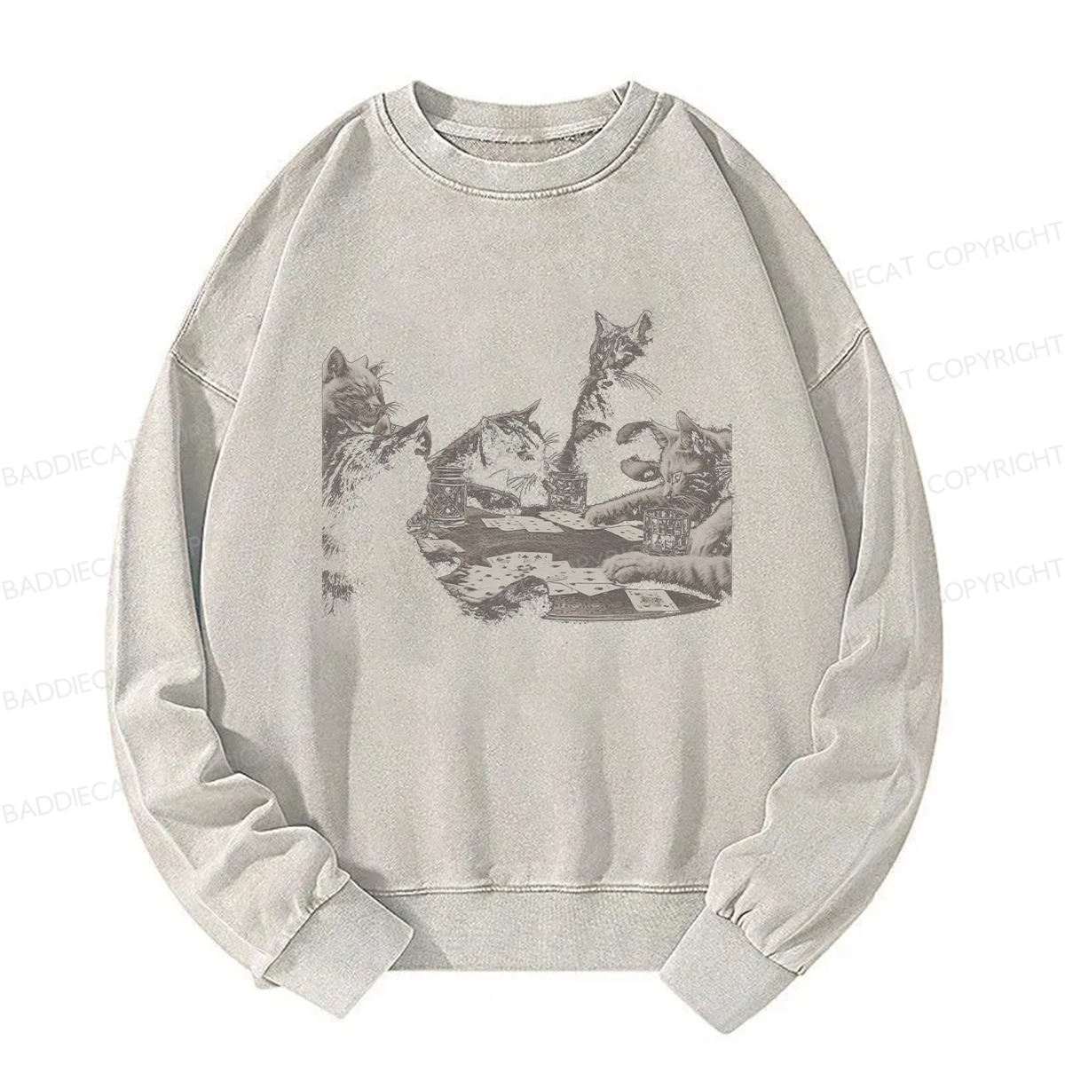 Baddiecat Funny Cat Washed Sweatshirt