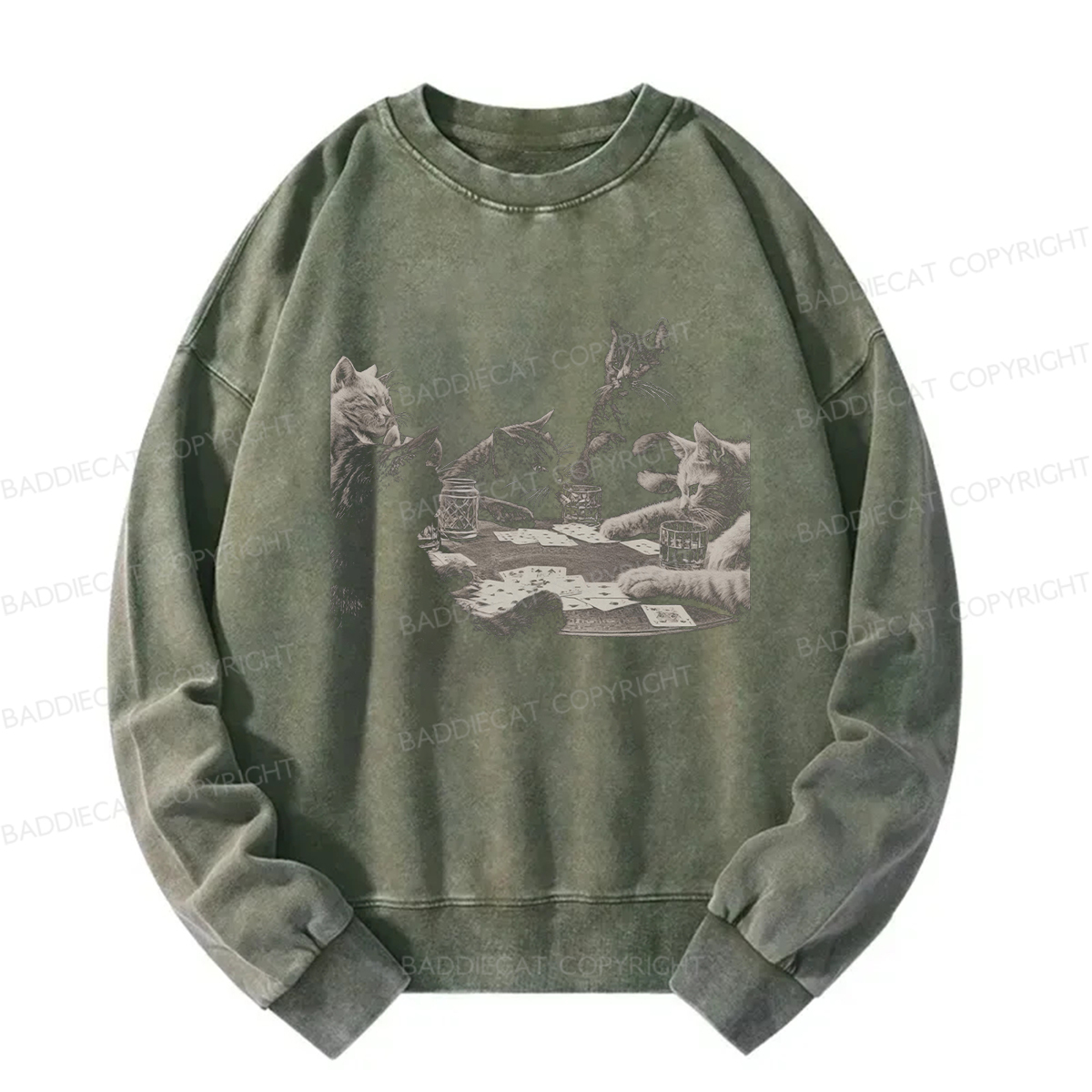 Baddiecat Funny Cat Washed Sweatshirt