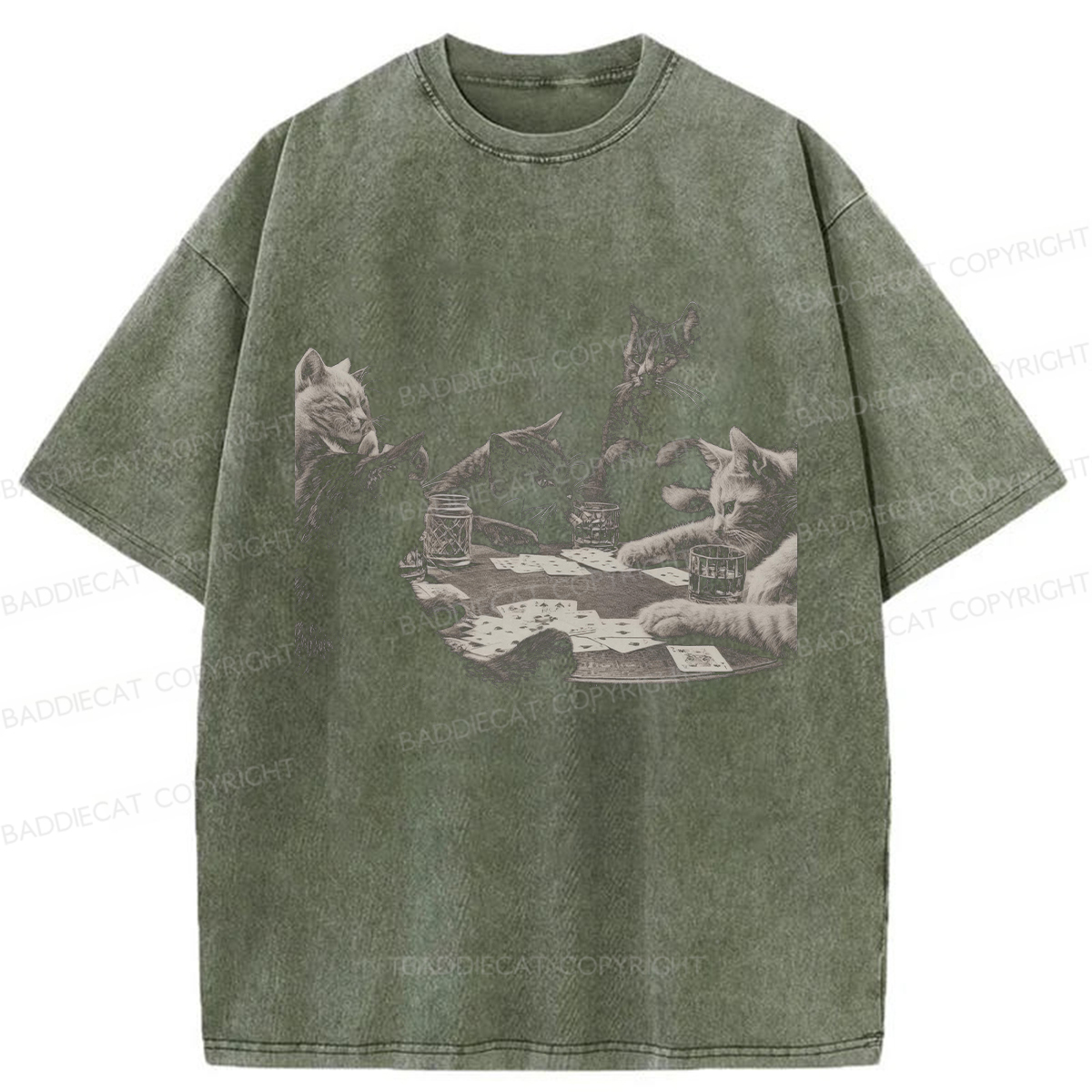 Baddiecat Funny Cat Washed T-shirt