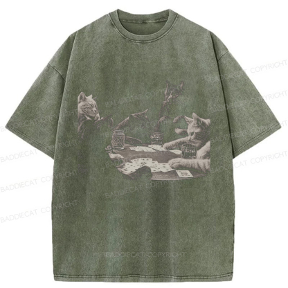 Baddiecat Funny Cat Washed T-shirt