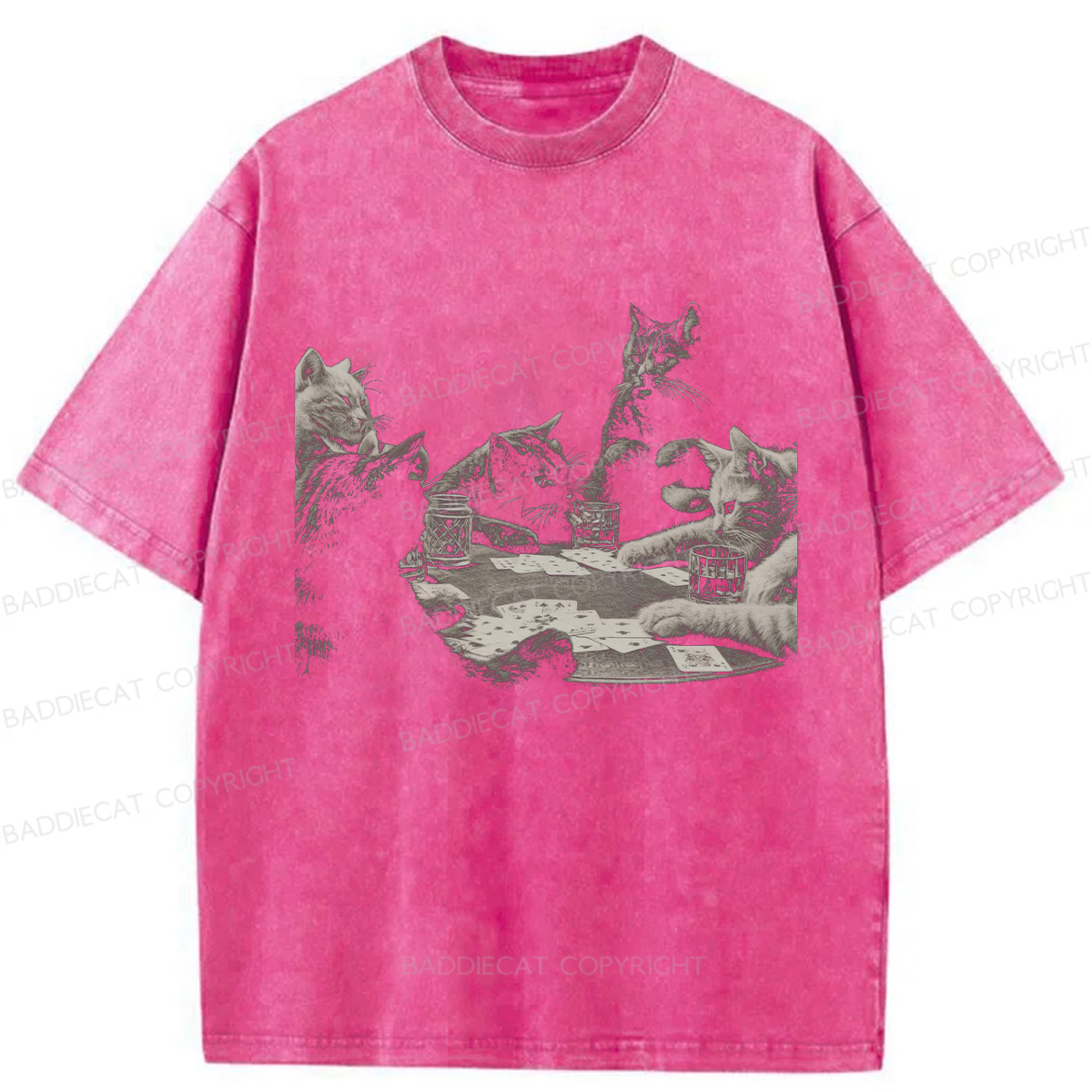 Baddiecat Funny Cat Washed T-shirt