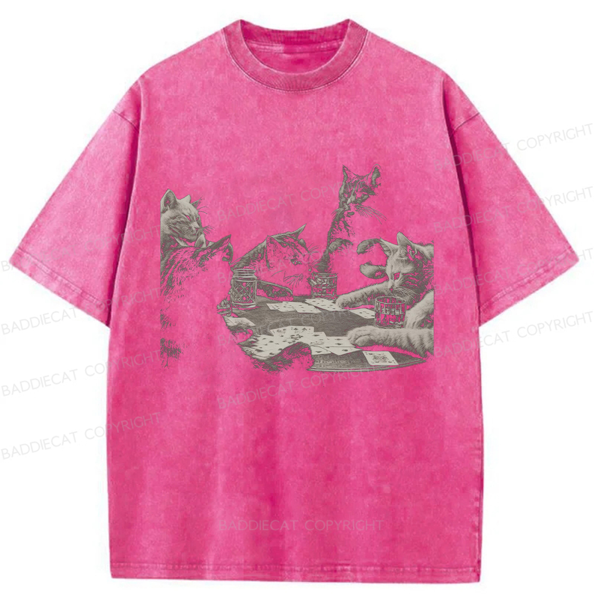 Baddiecat Funny Cat Washed T-shirt