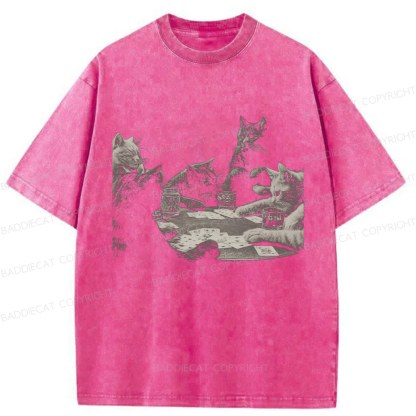Baddiecat Funny Cat Washed T-shirt