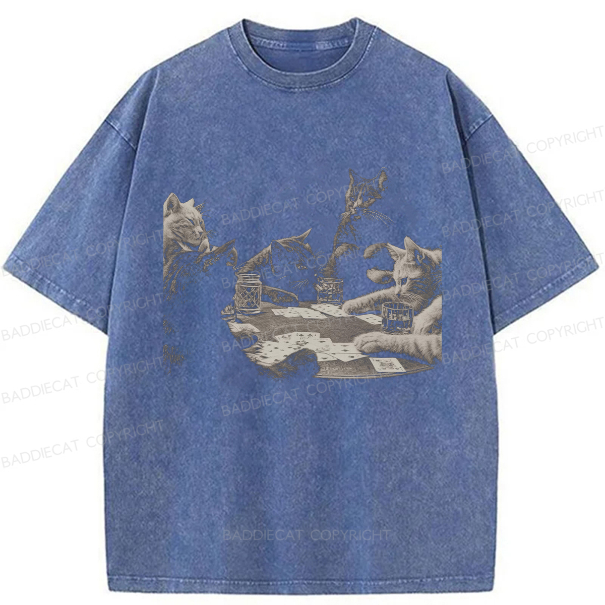 Baddiecat Funny Cat Washed T-shirt