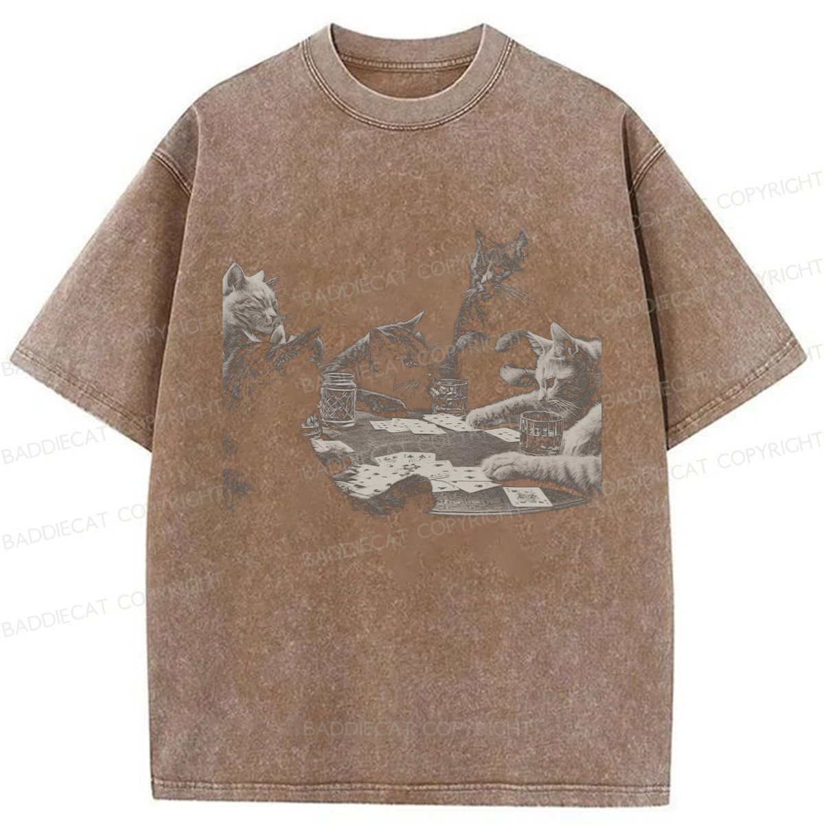 Baddiecat Funny Cat Washed T-shirt