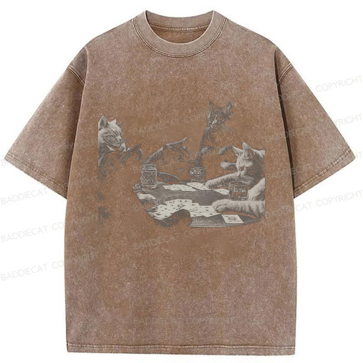 Baddiecat Funny Cat Washed T-shirt