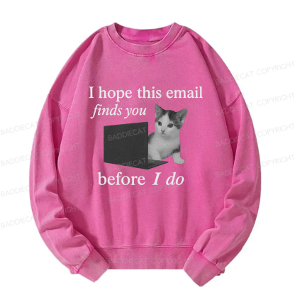 Baddiecat I Hope This Email Finds You Before I Do Funny Cat Washed Sweatshirt
