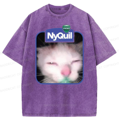Baddiecat NyQuil Cat Meme Washed T-shirt