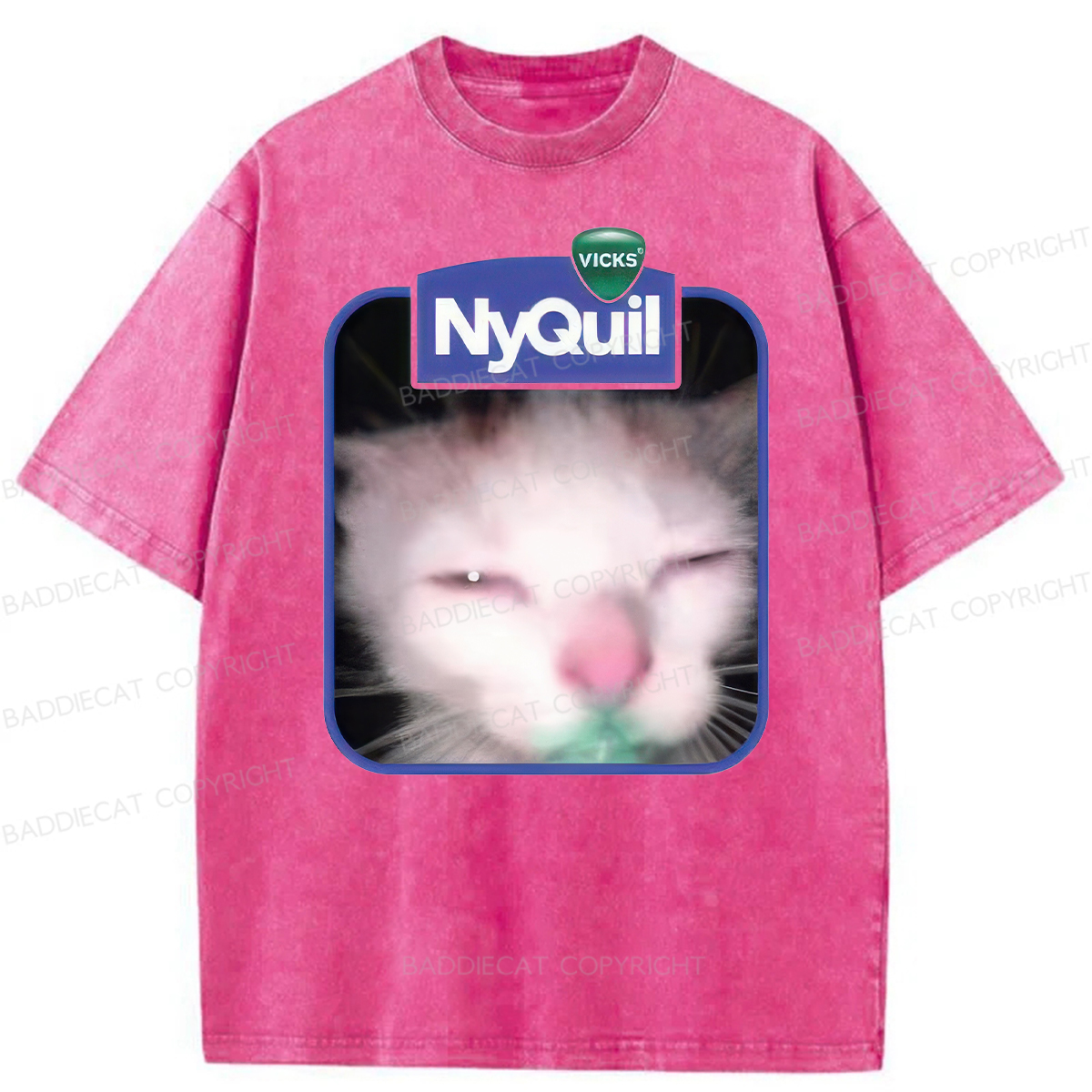Baddiecat NyQuil Cat Meme Washed T-shirt