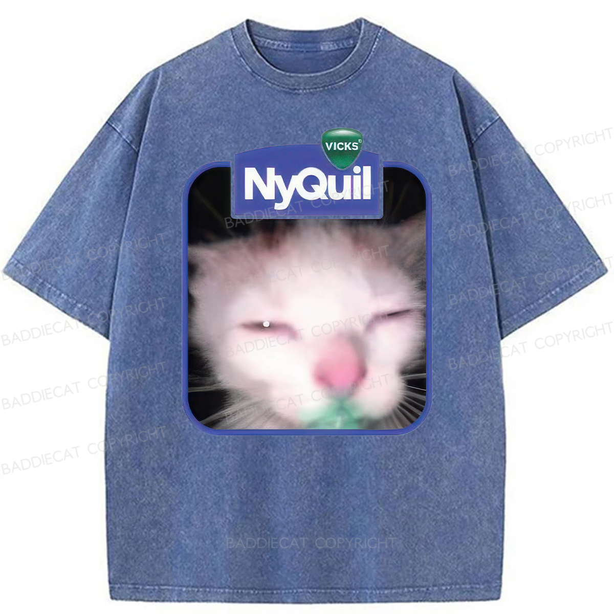 Baddiecat NyQuil Cat Meme Washed T-shirt