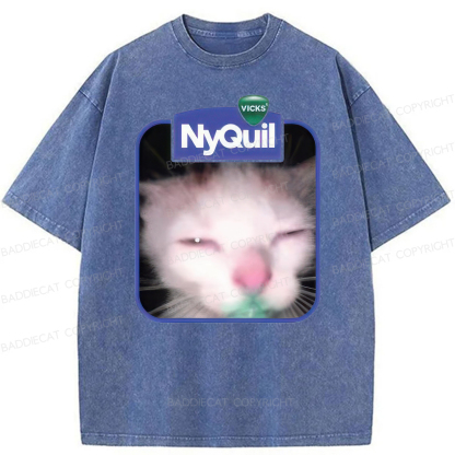 Baddiecat NyQuil Cat Meme Washed T-shirt