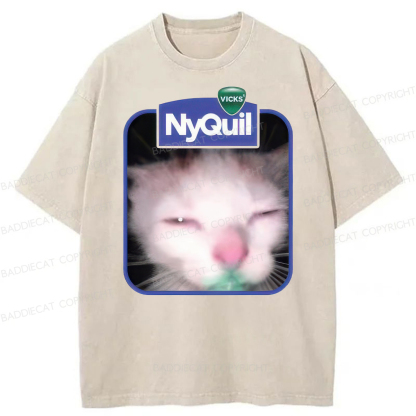 Baddiecat NyQuil Cat Meme Washed T-shirt