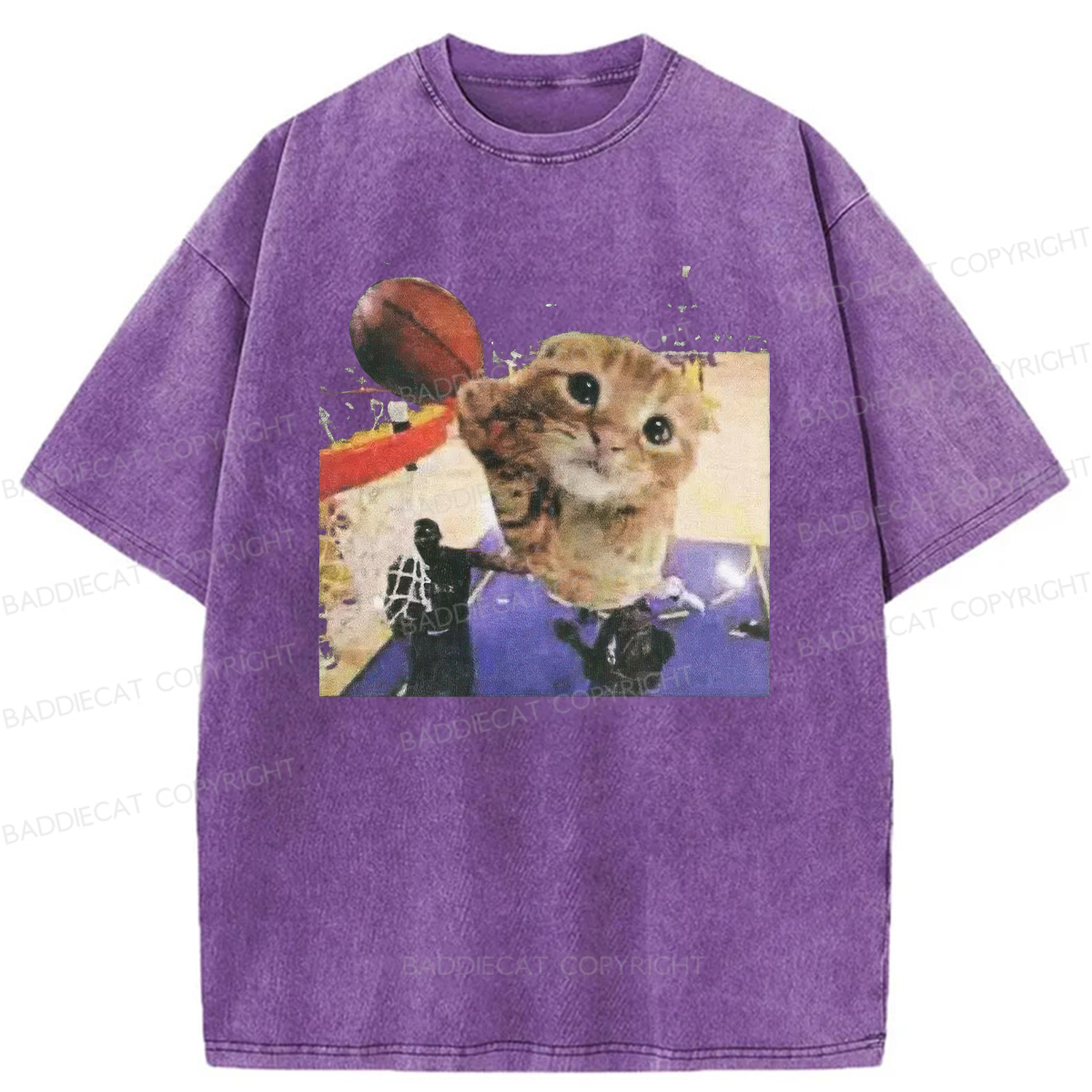 Baddiecat My Cat Is Not The Greatest Basketball Player Washed T-shirt