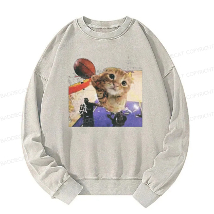 Baddiecat My Cat Is Not The Greatest Basketball Player Washed Sweatshirt