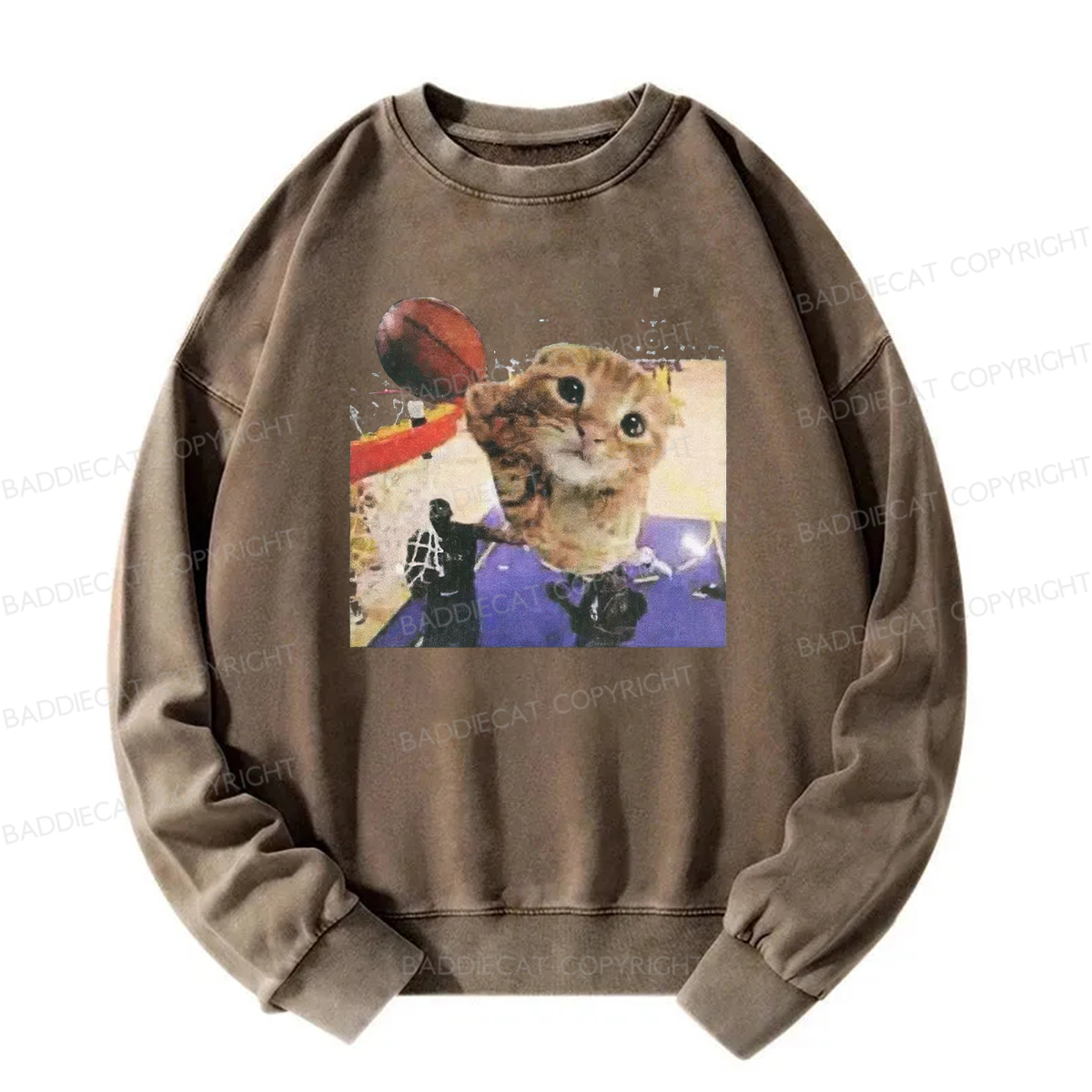 Baddiecat My Cat Is Not The Greatest Basketball Player Washed Sweatshirt