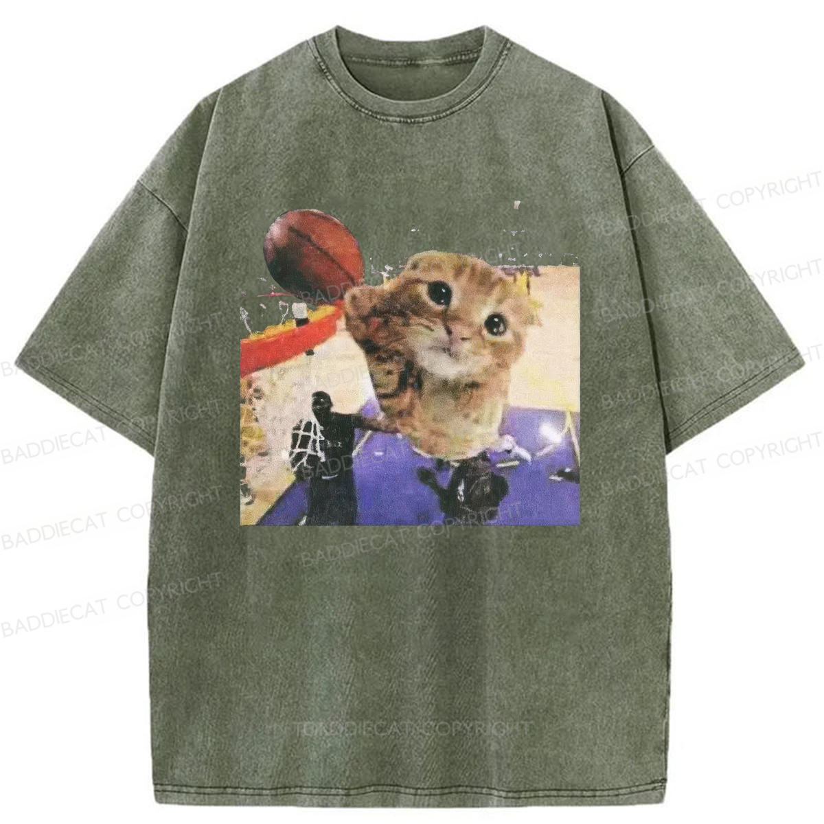Baddiecat My Cat Is Not The Greatest Basketball Player Washed T-shirt