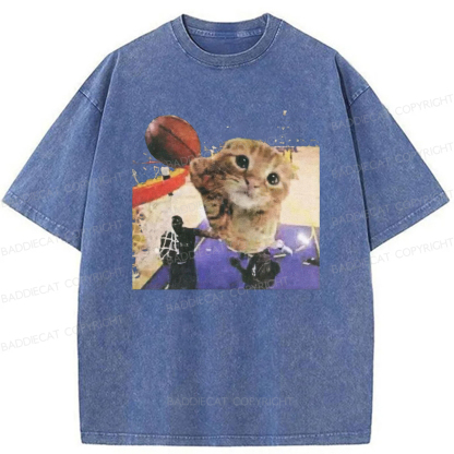 Baddiecat My Cat Is Not The Greatest Basketball Player Washed T-shirt