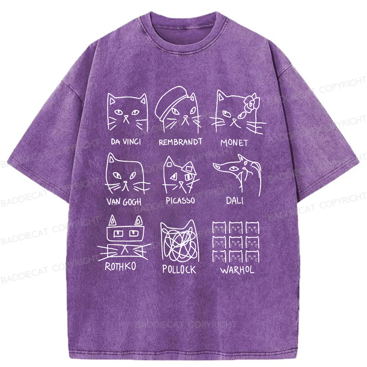 Baddiecat Artistic Cats Inspired By Famous Painters Washed T-shirt