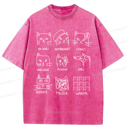 Baddiecat Artistic Cats Inspired By Famous Painters Washed T-shirt