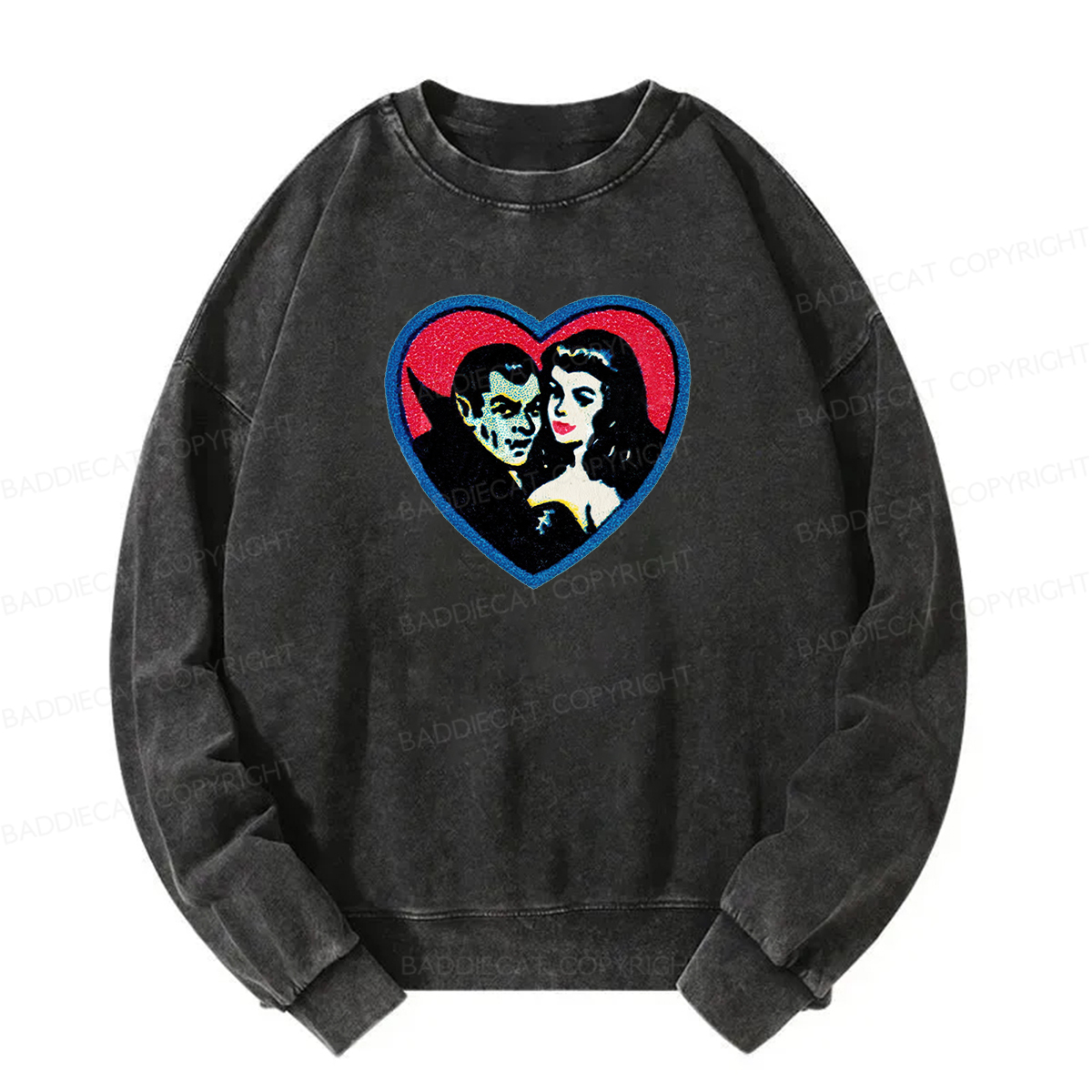 Baddiecat Vampires Graphic Washed Sweatshirt