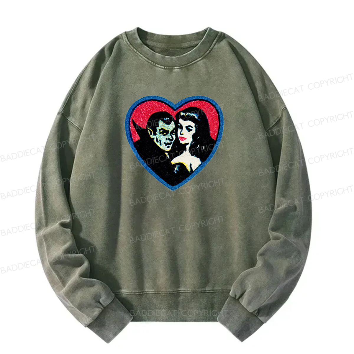 Baddiecat Vampires Graphic Washed Sweatshirt