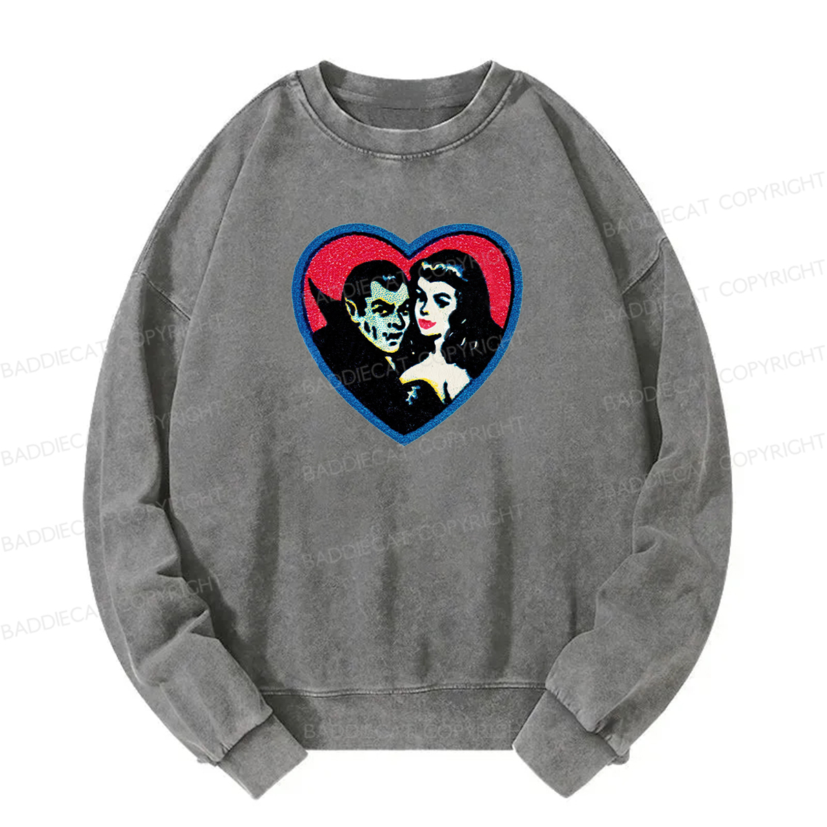 Baddiecat Vampires Graphic Washed Sweatshirt