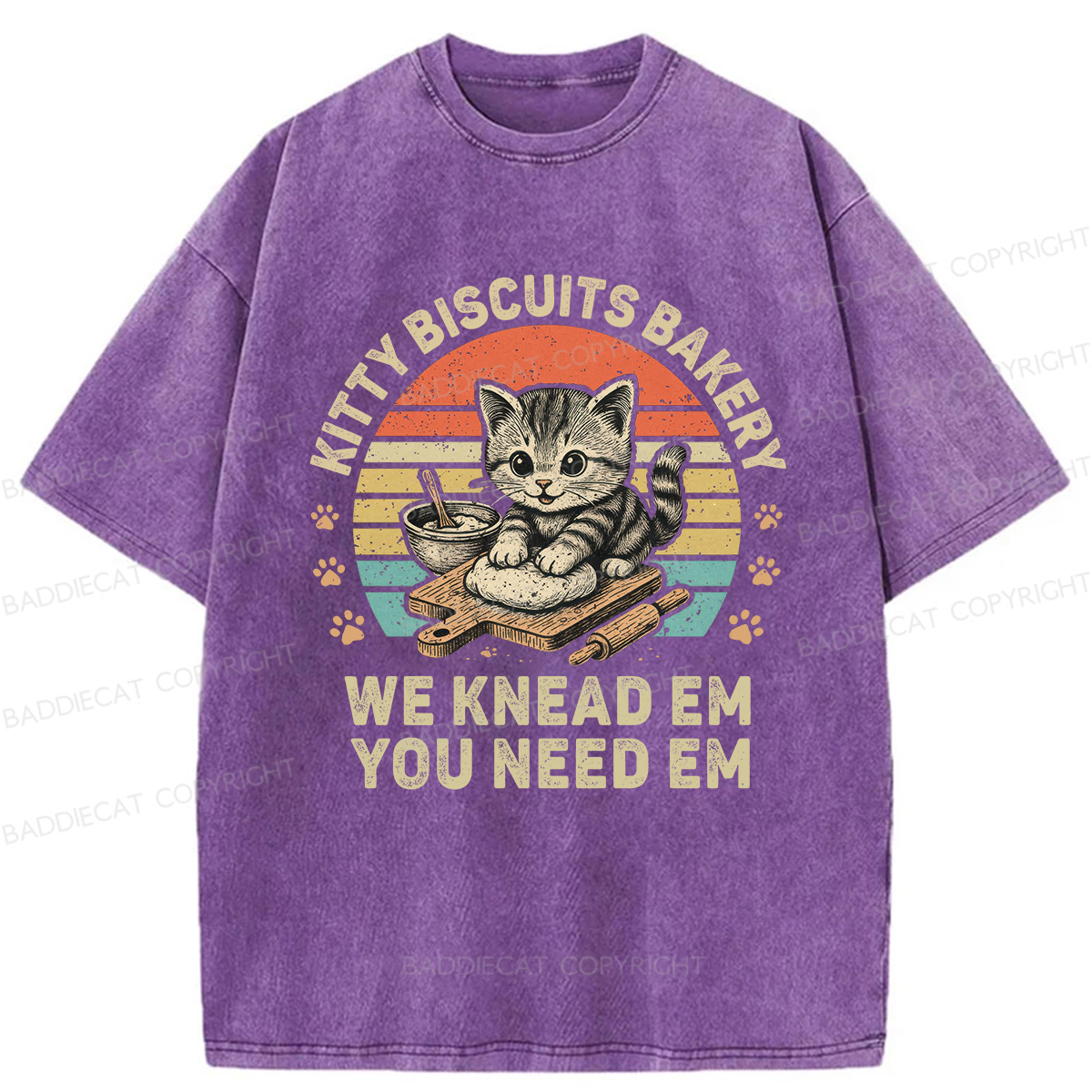 Baddiecat Kitty Biscuits Bakery We Knead Em You Need Em Washed T-shirt