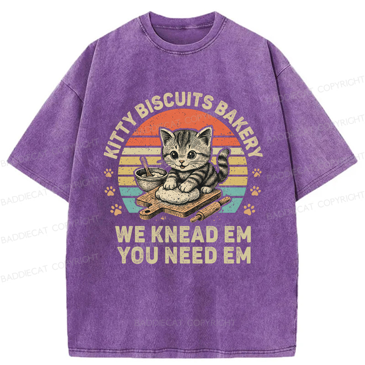Baddiecat Kitty Biscuits Bakery We Knead Em You Need Em Washed T-shirt