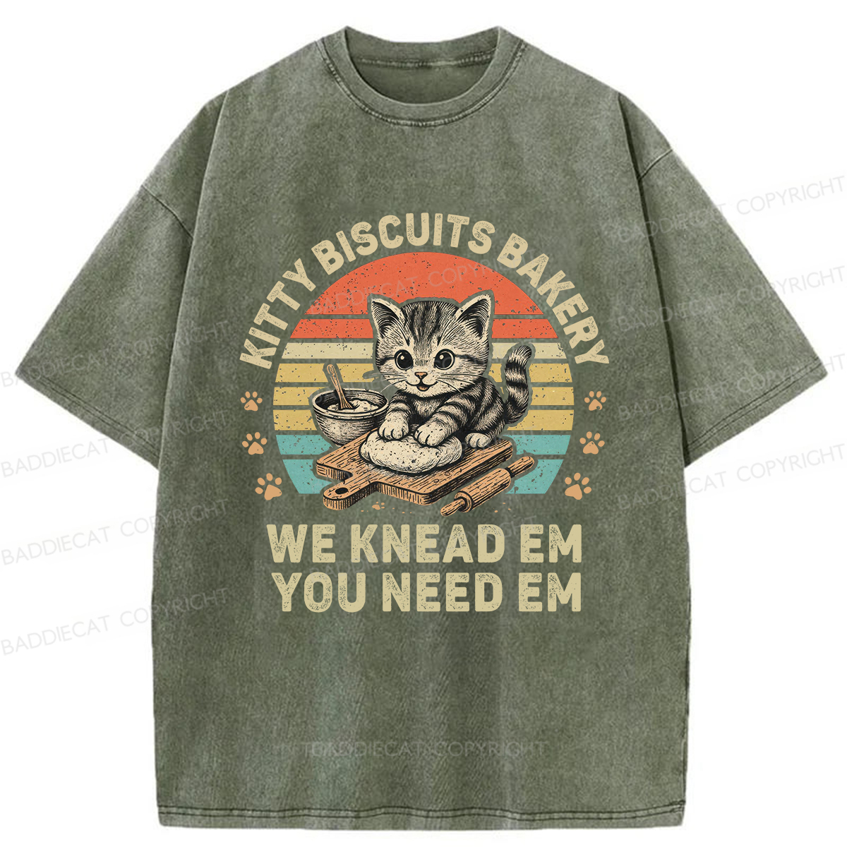 Baddiecat Kitty Biscuits Bakery We Knead Em You Need Em Washed T-shirt